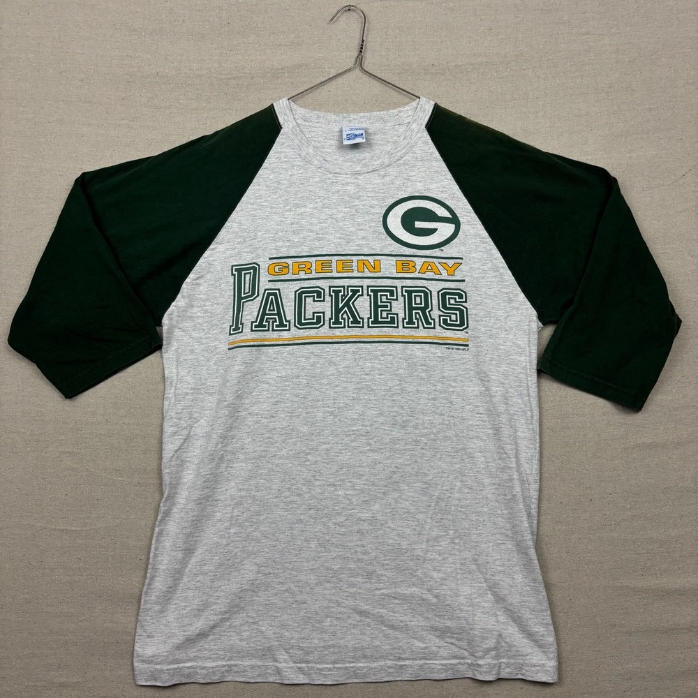 Vintage Salem Sportswear Green Bay Packers Baseball Raglan T Shirt Mens NFL 1995